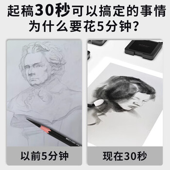 尼奥尼素描碳粉美术生专用炭粉速铺黑色块面绘画工具色粉造型粉可水溶石墨炭精光影明暗黑色色粉+揉擦刀