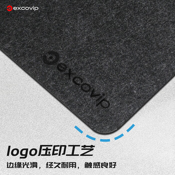 宜适酷（EXCO）压印鼠标垫毛毡桌垫大号电脑桌800*400mm办公游戏耐磨键盘垫防滑橡胶底书桌垫 可卷便携黑灰0398