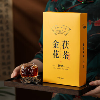 七春黑茶 泾阳金花茯砖茶叶1000g熟茶18年陕西特产送老丈人长辈礼