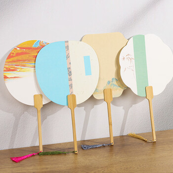 紫芳斋书法团扇双面扇子加厚文创空白半生熟中国古风手绘书法国画扇子手工diy扇面创作