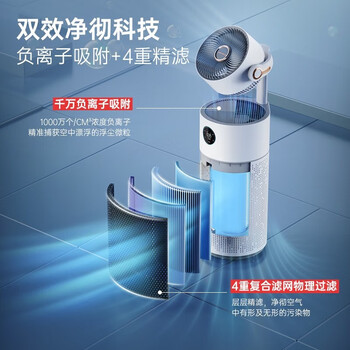 摩飞电器（Morphyrichards）循环风空气净化器家用风扇室内除甲醛除雾霾除菌净化机净化送风三合一MR3900 椰奶白