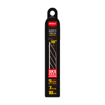 晨光（M&G）办公耐用美工刀片9mm黑刃30度 SK5合金钢刀片 办公用品 ASS913G1 1盒