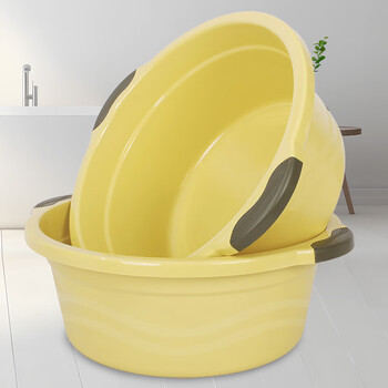福爱家脸盆双耳加厚34洗脸盆洗菜盆塑料盆洗手洗衣盆洗脚盆泡脚盆黄色
