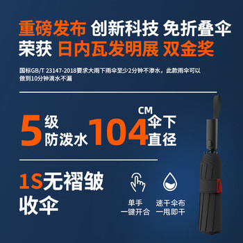 小魔雨伞 记忆折叠伞 免叠秒收自动伞速干伞【黑科技-一秒无痕收伞】