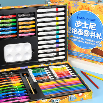 马可（MARCO）迪士尼 毕业儿童节礼物女孩男孩玩具 生日礼物丙烯马克笔水彩笔 文具绘画礼盒套装70件套 送涂色书