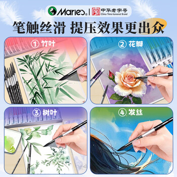 马利黑天鹅水彩笔美术生专用画笔尼龙毛水彩笔数字油画笔水彩颜料套装绘画工具水彩笔4#美育工具画画笔