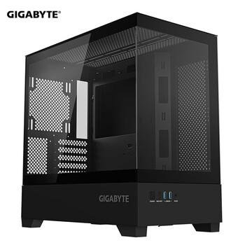 技嘉（GIGABYTE）破空C201G全景式上下分仓机箱熏黑钢化玻璃侧透兼容顶置360/侧240水冷散热 快拆防尘滤网 黑M-ATX