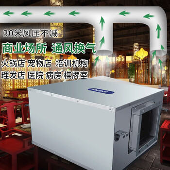 莱茵新风商用新风系统娱乐场所工装机地下室商场超市新风换气机室内抽风送风一体管道风机 单向流12000风量