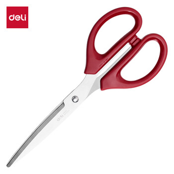 得力（deli）210mm办公生活家用剪刀 大号剪子手工剪纸刀 办公用品 红色6010