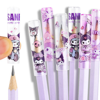 递乐笔套铅笔帽小学生礼物卡通可爱笔盖防咬短笔杆铅笔延长器通用透明塑料保护套6个/包BM-009库米米