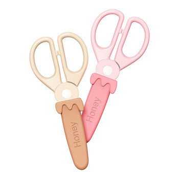 齐心冰淇淋保护套儿童剪刀 学生手工DIY安全剪纸刀 小学生幼儿剪子 草莓粉B2789