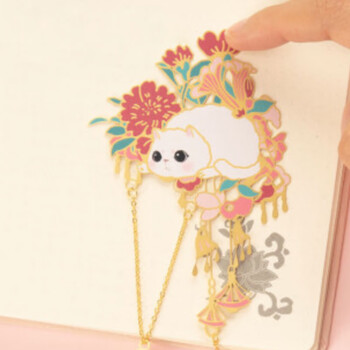 奉旨故宫文创 宫猫花影-十二花神故宫猫书签1个 黄铜金属创意 学生生日毕业礼物 五月石榴 奉旨故宫文创 宫猫花影-十二花神故宫猫书签1个 黄铜金属创意 学生生日毕业礼物 五月石榴