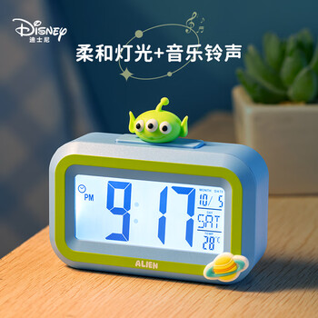 迪士尼（Disney）电子闹钟 计时器儿童智能闹钟小学生专用起床神器男孩学习用品时间管理器 三眼仔A79046-T1X