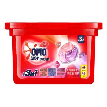 奥妙（OMO）【超值年货】三合一淡雅樱花洗衣凝珠189G+亮白焕彩洗衣粉500G*2