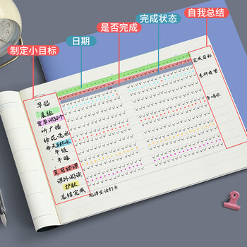 佐澜哲自律打卡本30张学习计划表小学生记录计划本时间管理规划成人每日日程本日历笔记 荧光绿