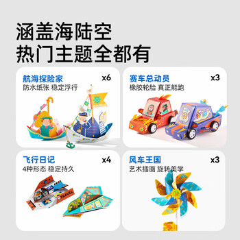 弥鹿（MiDeer）儿童手工折纸飞机3d立体纸艺奇趣工坊-风车王国 儿童生日开学礼物