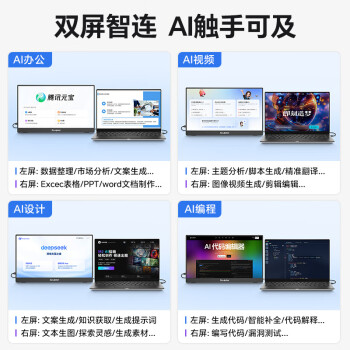 雕塑家 便携式显示器15.6英寸便携屏 显示屏扩展屏 电脑手机笔记本 PS4/5 Switch副屏一线直连MF16LC