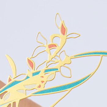 奉旨故宫文创 宫猫花影-十二花神故宫猫书签 黄铜金属创意 学生生日毕业礼物 七月兰花单支装	