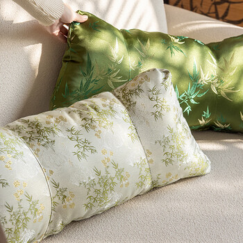 茵尚护腰靠枕中式椅子刺绣坐腰靠垫竹子抱枕办公室久坐神器国风靠背垫