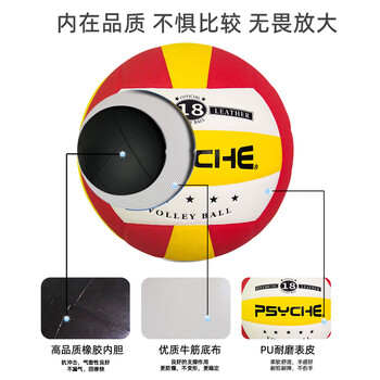 PSYCHE中考排球标准5号PU排球热贴合柔软室内训练比赛排球 V5017蓝黄