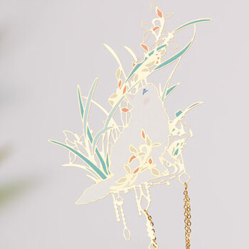 奉旨故宫文创 宫猫花影-十二花神故宫猫书签 黄铜金属创意 学生生日毕业礼物 七月兰花单支装	