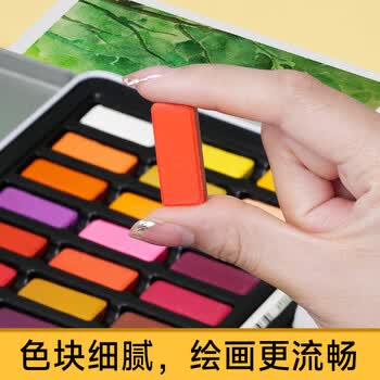 青竹画材（CHINJOO）固体水彩36色水彩颜料套装彩盒学生美术初学者绘画工具套装手绘便携水彩画笔套装