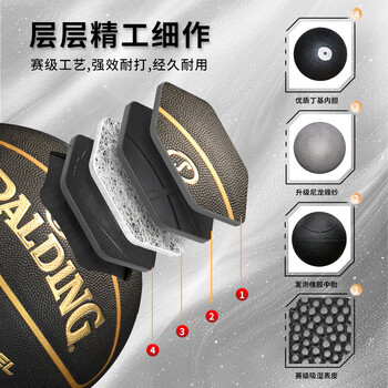 斯伯丁（SPALDING）篮球吸湿PU7号室内外专业比赛训练两片皮设计78-019Y