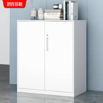洛克菲勒铁皮柜加厚钢制薄边文件柜档案资料白色柜钥匙锁铁开门高925mm