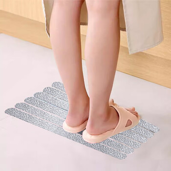 欧唛（oumai）PEVA室内防滑贴条楼梯台阶防滑防水磨砂耐磨浴室地面止滑贴条 灰色 长38cm*宽2cm 12条/包