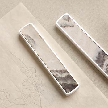 漢墨 镀银木韵镇尺镇纸 创意压纸书法木韵文镇墨影单支10cm 文房四宝桌面用毛笔笔架摆件