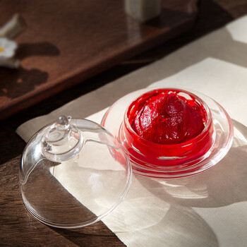 梅林笔庄印泥盒透明玻璃盒文房四宝初学者书法国画专用学生保湿砚台毛笔墨汁防蒸发不干墨多功能透明墨盒