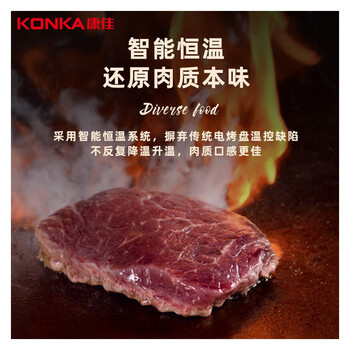 康佳（KONKA）电烧烤炉 家用韩式铁板烧烤肉机烧烤架无烟电烤盘烤肉炉烤肉锅 不粘电烤炉 KEG-W190A