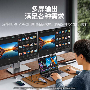 绿联Type-C扩展坞USB-C读卡器雷电4拓展坞HDMI网口转接HUB分线器通用苹果MacBook Air华为联想