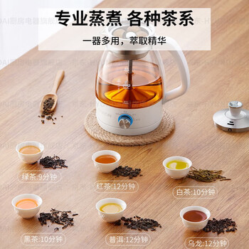 HYUNDAI韩国煮茶器 迷你养生壶一人蒸汽喷淋式蒸茶器全自动升级保温黑茶白茶 白色【不锈钢滤网】 1L