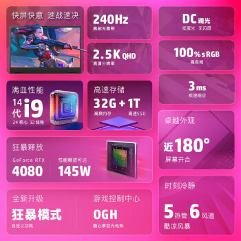 惠普（HP）暗影精灵1016.1英寸游戏本笔记本电脑(酷睿14代i9-14900HX RTX4080 32G 1TBSSD)