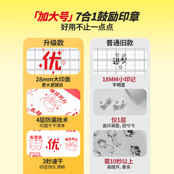 猫太子儿童奖励印章小红花盖章小学生老师批改作业鼓励教师用表扬幼儿园奖字星星你真棒奖章  红-7层印章