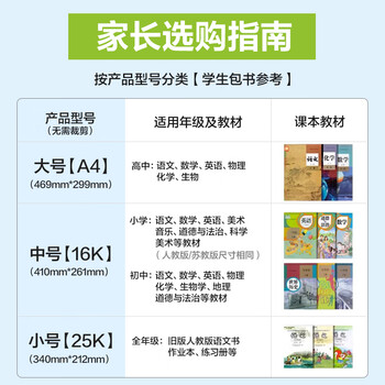 得力（deli）40页多规格小学生防滑书套 书皮透明防水防污加厚书壳保护套 开学文具环保包书膜 