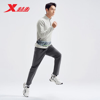 特步情侣学生户外运动跑步训练腰包大容量时尚百搭 黑灰 均码 