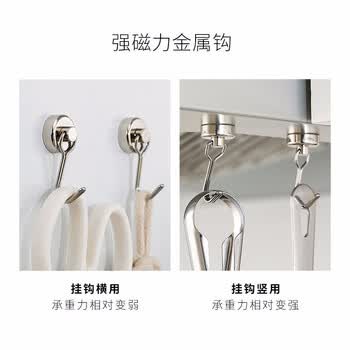 迪麦佳强力磁铁挂钩免打孔磁吸挂钩磁性钩强磁防盗门可旋转磁钉G16黑色5个装更美观