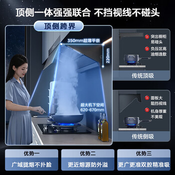 美的美的（Midea）抽吸油烟机顶侧双吸高温蒸汽洗齐平橱柜变频巡航23风量蒸汽洗单烟机CXW-140-AK5 PRO