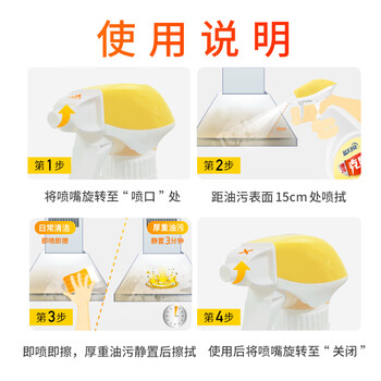 蓝月亮油污清洁剂厨房去重油强力除油污克星 油污净 清新柠檬500g*2