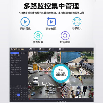 HIKVISION海康威视监控主机8路高清硬盘录像机人车识别快速回放NVR手机远程预览回放DS-7808N-G1