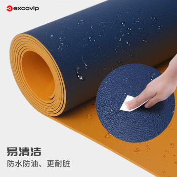 宜适酷(EXCO)1.4米蓝黄双面防水皮质鼠标垫学习书桌垫电脑办公桌垫超大号游戏键盘键垫皮革电脑桌布9789