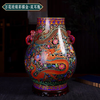 珐琅双耳瓶图片- 京东