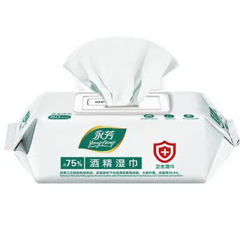 顺清柔湿巾80片*4包 75%酒精清抽取式一次性清洁湿纸巾无香整箱销售