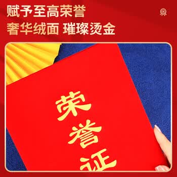优必利 绒面烫金荣誉证书8K 优秀员工颁奖证书6本装 学校/企业表彰先进褒奖证书 结业证书 附带内芯 808A