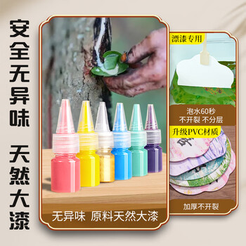 檀烨轩8色漆扇材料包全套非遗diy大漆颜料儿童制作工具漂漆扇子漆染套装PVC材质12把图文漆扇
