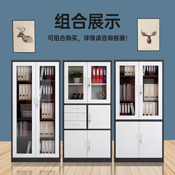 中伟（ZHONGWEI）钢制资料柜办公室储物柜书柜对开门蓝白拼色通双节文件柜