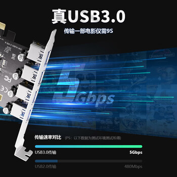 TXICPCIe转四口4口USB3.0台式机内置扩展卡USB转接卡HUB集线卡大4pin/sata15p双供电转接卡 TXB161