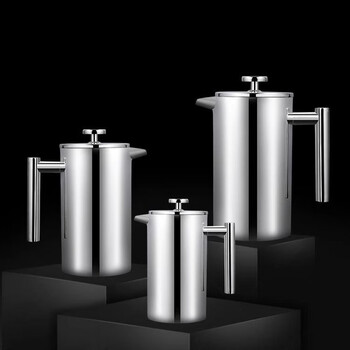 TEOTM 304咖啡法压壶手冲便携双层不锈钢咖啡法式保温滤压家用冲茶打奶